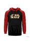 Star Wars Logo Detrited Kırmızı Reglan Kol Kapşonlu Sweatshirt Kırmızı