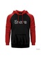 The Doors Outline Kırmızı Reglan Kol Kapşonlu Sweatshirt Kırmızı