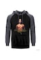 Tupac Shakur Gri Reglan Kol Kapşonlu Sweatshirt Gri