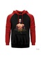 Tupac Shakur Kırmızı Reglan Kol Kapşonlu Sweatshirt Kırmızı