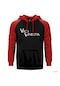 V For Vendetta Logo Kırmızı Reglan Kol Kapşonlu Sweatshirt Kırmızı