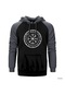 Vikings Vegvisir Gri Reglan Kol Kapşonlu Sweatshirt Gri