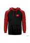 Youtube Kırmızı Reglan Kol Kapşonlu Sweatshirt Kırmızı