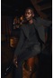 AC&Co / Altınyıldız Classics Erkek Siyah Slim Fit Dar Kesim Kırlangıç Yaka Cordura Kumaş Desenli Yünlü Takım Elbise