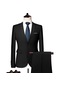 Ikkb Erkek Business Casual İki Düğmeli Takım Elbise İki Parçalı Takım Siyah
