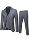 İkkb Erkek Damatlık Business Casual İki Düğmeli 3 Parçalı Takım Elbise - Gri