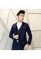 Ikkb Erkek Kore Tarzı Günlük İki Düğmeli Takım - Koyu Mavi
