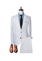Ikkb İlkbahar ve Sonbahar Erkek Moda Düz Renk İş Rahat Takım Elbise 2 Parçalı Set Beyaz