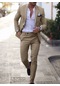 Ikkb Yeni Erkek 2 Parçalı Düz Renk Takım Elbise Haki