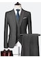 Ikkb Yeni Erkek Business Casual 3 Parçalı Takım Elbise Gri