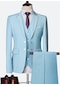 Ikkb Yeni Erkek İş Kıyafeti 3 Parçalı Takım Gök Mavisi
