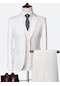 Ikkb Yeni Erkek İş Rahat 3 Parçalı Takım Elbise Beyaz