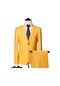 Yeni Erkek İş Gündelik Düz Renk 2 Düğmeli Takım Elbise - Sarı