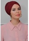 Bordo Pratik Hazır Geçmeli Tesettür Bone Fukuro Piliseli Çapraz B Bordo