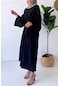 Uzun Kuşaklı Keten Kimono - Siyah