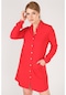 Giyim Dünyası Kadın Çift Cep Ayrobin Kumaş Tunik Gömlek Kırmızı