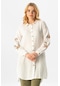 Uzun Kol Deste Gömlek Yaka Yazlık Müslin Tunik Beyaz Byz-beyaz