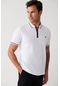 Avva Erkek Beyaz Fermuarlı Regular Fit Polo Yaka T-Shirt