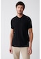 Avva Erkek Siyah Polo Yaka Fermuarlı Fitil Örgü Detaylı Ribanalı Slim Fit Dar Kesim Triko T-Shirt A31Y500