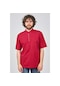 Çizgi Triko Erkek Cep Detaylı Dik Yaka T-Shirt 4253303 Kırmızı-Kırmızı-Xl