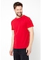 COMEOR Erkek Kırmızı Slim Fit Pamuklu Kısa Kollu Bisiklet Yaka T-shirt