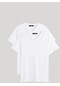Comeor Erkek Siyah-Beyaz T- Shirt Regular Fit Rahat Kesim V Yaka Beyaz