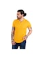 Deepsea Erkek Hardal Sarısı Örme Desenli Tişört 2209008
