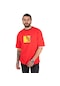 Deepsea Erkek Kırmızı Önü Yazı Baskılı Tişört 2200510-Kırmızı