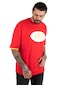 DeepSEA Erkek Kırmızı Yazı Baskılı Oversize Tişört 00509