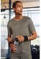 Defacto DeFactoFit Slim Fit Bisiklet Yaka Baskılı Kısa Kollu Sporcu Tişört X6142AZ24SPKH457 Haki