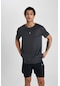Defacto DeFactoFit Slim Fit Bisiklet Yaka Baskılı Kısa Kollu Sporcu Tişört X6142AZ24SPAR231 Antrasit