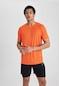 Defacto Fit Slim Fit Bisiklet Yaka Baskılı Kısa Kollu Sporcu Tişört X6142AZ24SPOG586 Turuncu