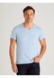 Dufy Açık Mavi Erkek Slim Fit V Yaka Tshirt - 36421