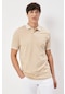Ac&Co / Altınyıldız Classics Düğmeli Polo Yaka Cepsiz Slim Fit Erkek Tişört Açık Bej