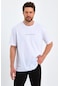 MMetalic Erkek Beyaz Baskılı Basic Oversize Bisiklet Yaka Kısa Kollu T-shirt 001 Beyaz