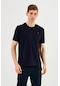 Erkek Bisiklet Yaka T-shirt %100 Pamuk Nakış Detaylı Basic Lacivert Tişört