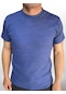 Erkek Normal Kalıp Mavi Renk Fitilli T-shirt