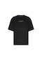 Xhan Erkek Siyah Freedom Nakışlı Fitilli Oversize T-Shirt-Siyah