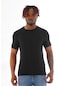 Erkek Slim Fit Modal Likra Basic Kısa Kol T-shirt-siyah-siyah