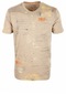 Erkek Vizon Bisiklet Yaka Baskılı Slim Fit %100 Pamuk T-shirt Jeans 1953-vizon Vizon