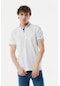 FULLAMODA Yakası Desenli Polo Yaka Slim Fit Tişört- Beyaz