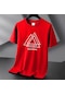 Kırmızı Üçgen 10 Renk Saf Pamuk Erkek T-shirt Yuvarlak Boyun Kısa Kollu Gevşek Erkek Tee Gömlek S-6xl Kırmızı