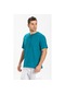 Kısa Kol Şile Bezi Zımbalı Erkek Tshirt Petrol 3053