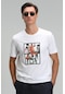 Lufian Erkek Blake Modern Grafik T-Shirt 111020165 Beyaz