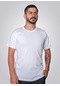 Lukitus Pamuklu Sıfır Yaka Kısa Kol Erkek T-shirt Beyaz