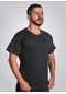 Lukitus Pamuklu Sıfır Yaka Kısa Kol Erkek T-shirt Siyah