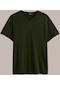 MMetalic Erkek Pamuklu Kısa Kollu V Yaka T-Shirt (501126077) Haki