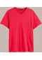 MMetalic Erkek Pamuklu Kısa Kollu V Yaka T-Shirt (501126077) Kırmızı