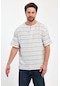 Snazzy Oversize Yaka Biyeli Düğmeli Keten Erkek T-shirt Açık Gri