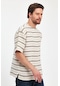 Snazzy Oversize Yaka Biyeli Düğmeli Keten Erkek T-shirt Taba